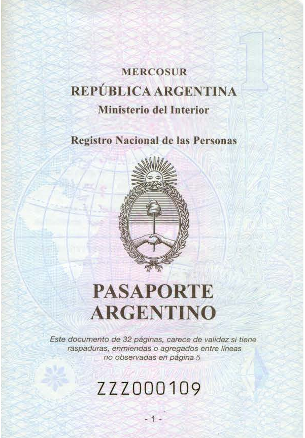 Argentine passport cover