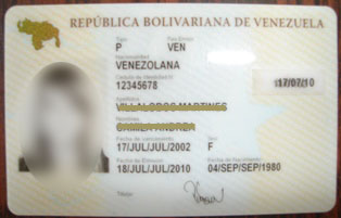 Venezuelan passport cover